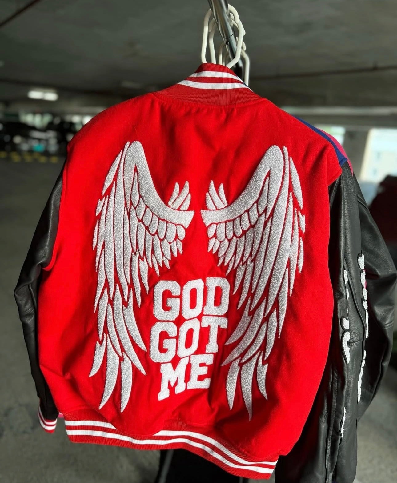 IBELEVE RED VARSITY JACKET