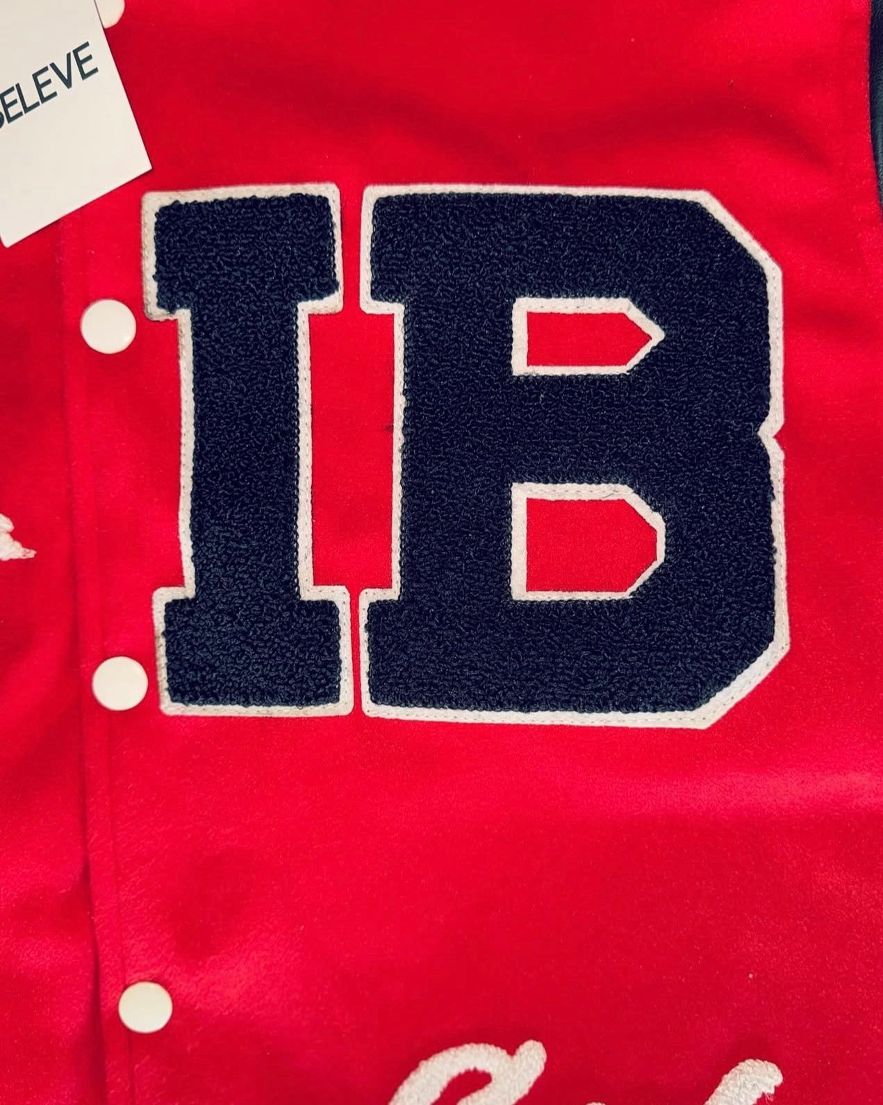 IBELEVE RED VARSITY JACKET
