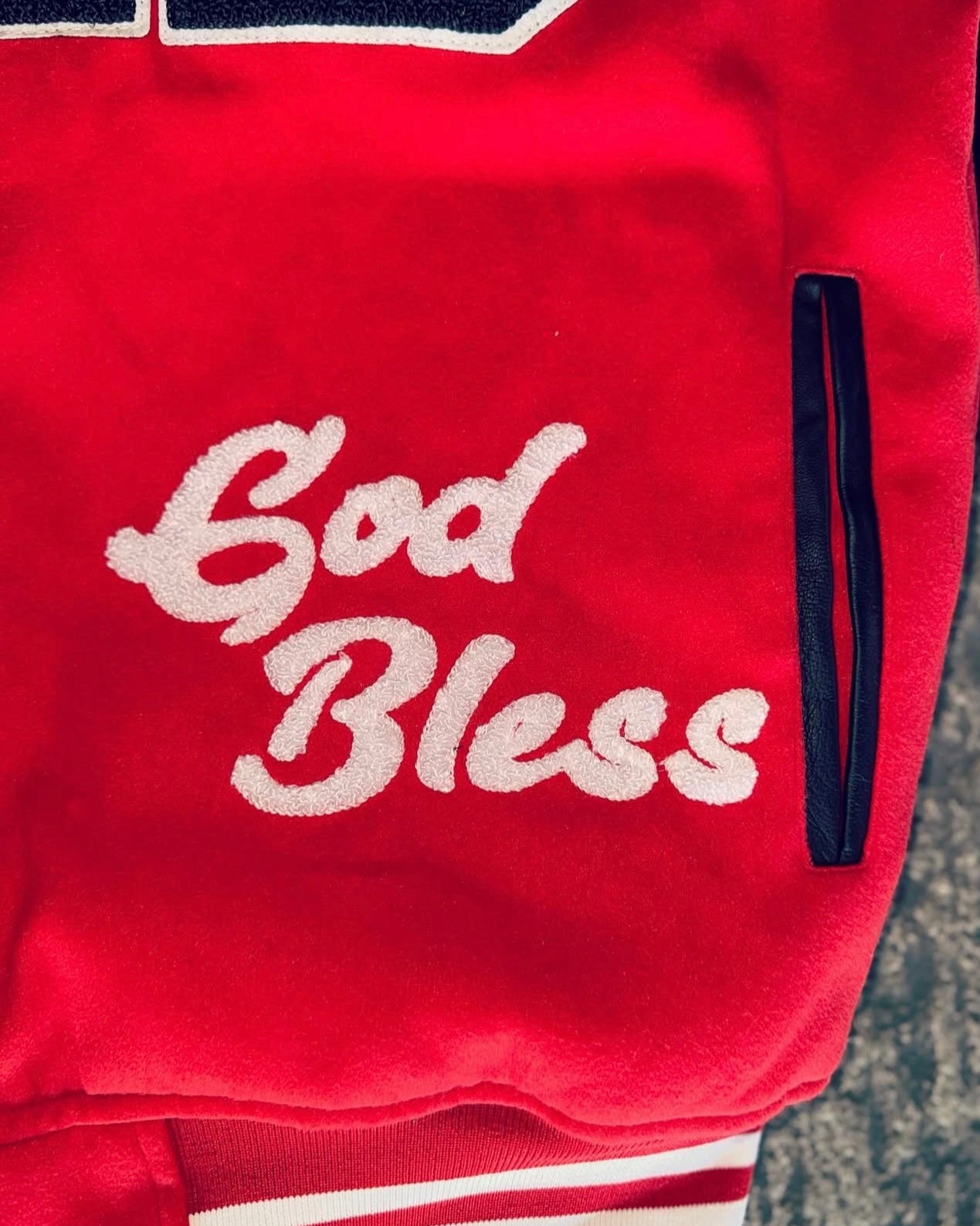 IBELEVE RED VARSITY JACKET